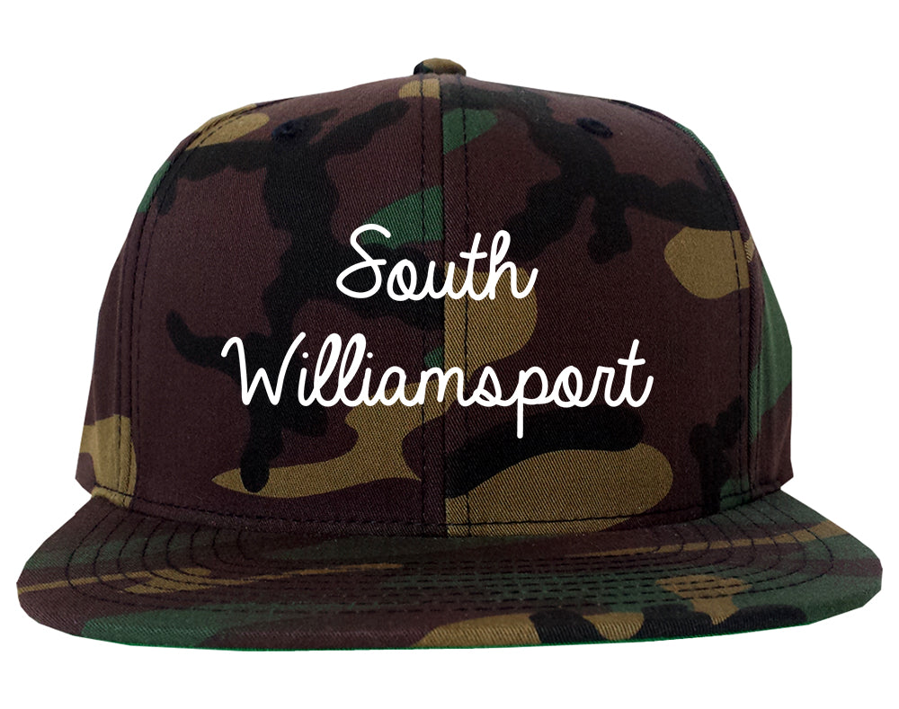 South Williamsport Pennsylvania PA Script Mens Snapback Hat Army Camo