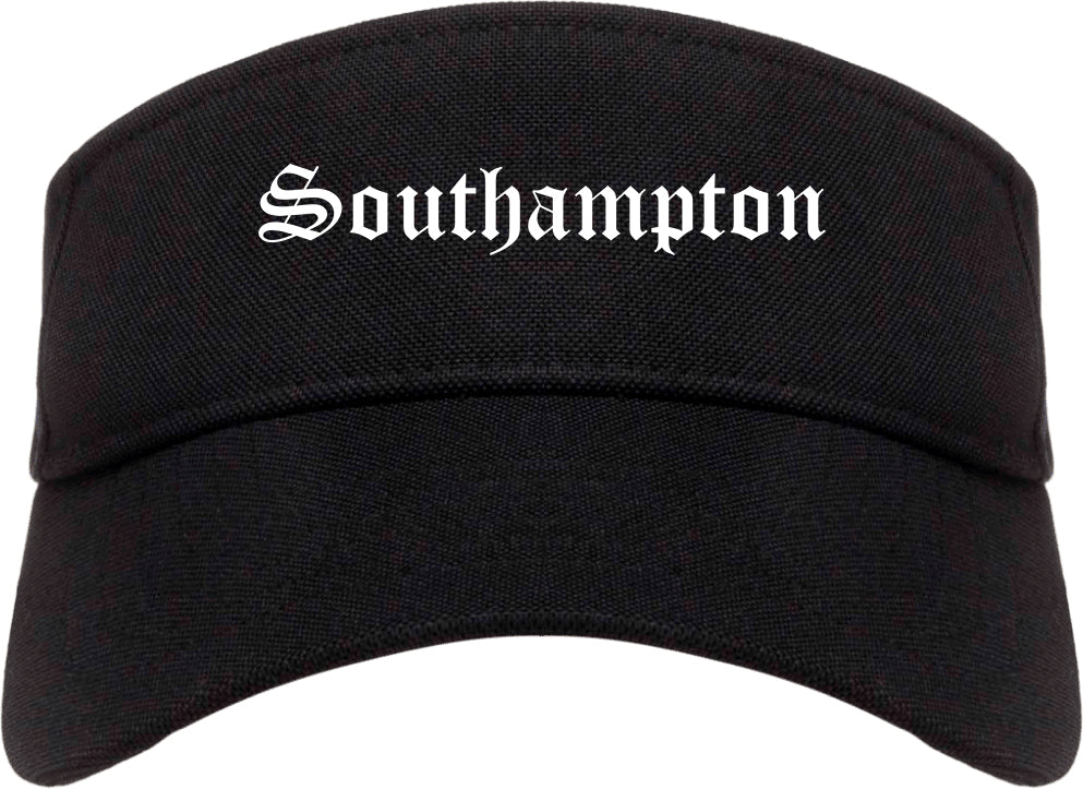 Southampton New York NY Old English Mens Visor Cap Hat Black