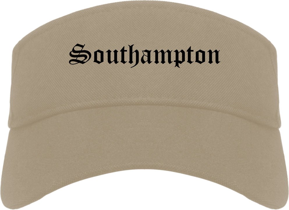 Southampton New York NY Old English Mens Visor Cap Hat Khaki
