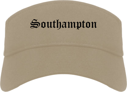 Southampton New York NY Old English Mens Visor Cap Hat Khaki