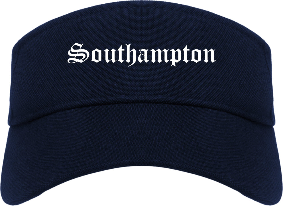 Southampton New York NY Old English Mens Visor Cap Hat Navy Blue