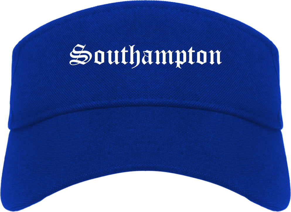 Southampton New York NY Old English Mens Visor Cap Hat Royal Blue