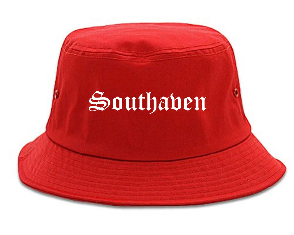 Southaven Mississippi MS Old English Mens Bucket Hat Red