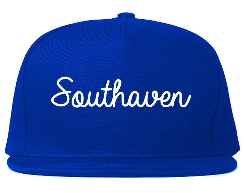 Southaven Mississippi MS Script Mens Snapback Hat Royal Blue