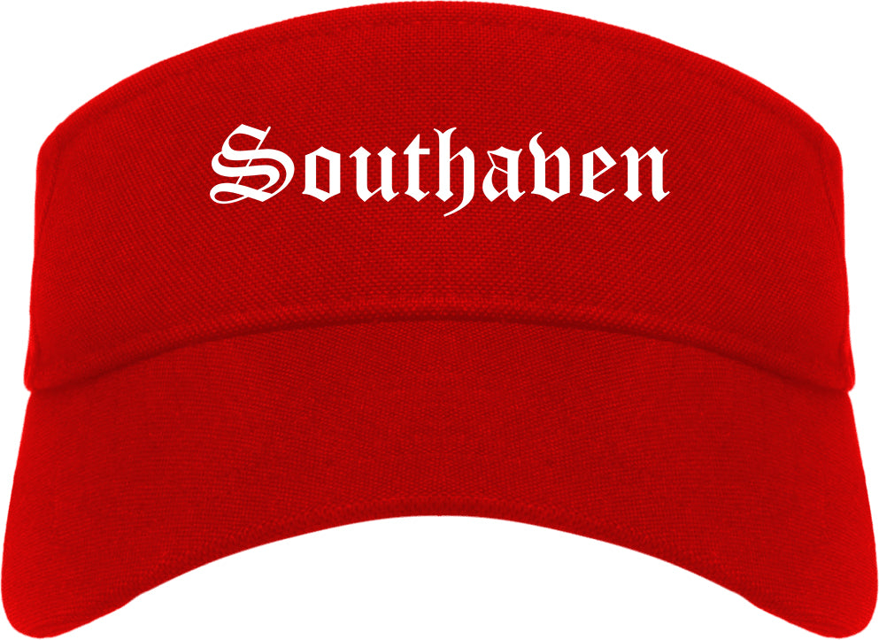 Southaven Mississippi MS Old English Mens Visor Cap Hat Red