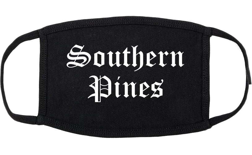 Southern Pines North Carolina NC Old English Cotton Face Mask Black