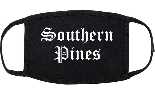 Southern Pines North Carolina NC Old English Cotton Face Mask Black