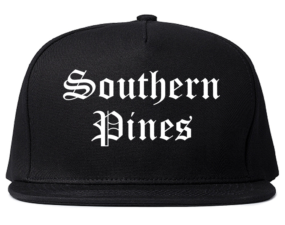 Southern Pines North Carolina NC Old English Mens Snapback Hat Black