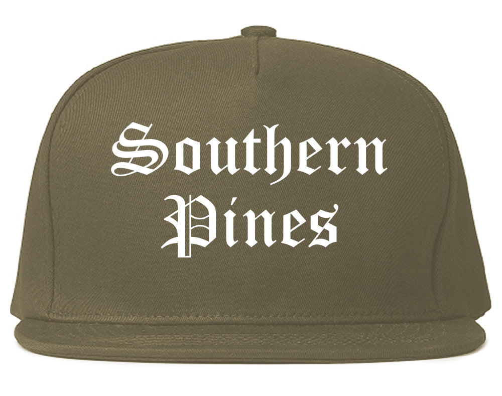 Southern Pines North Carolina NC Old English Mens Snapback Hat Grey