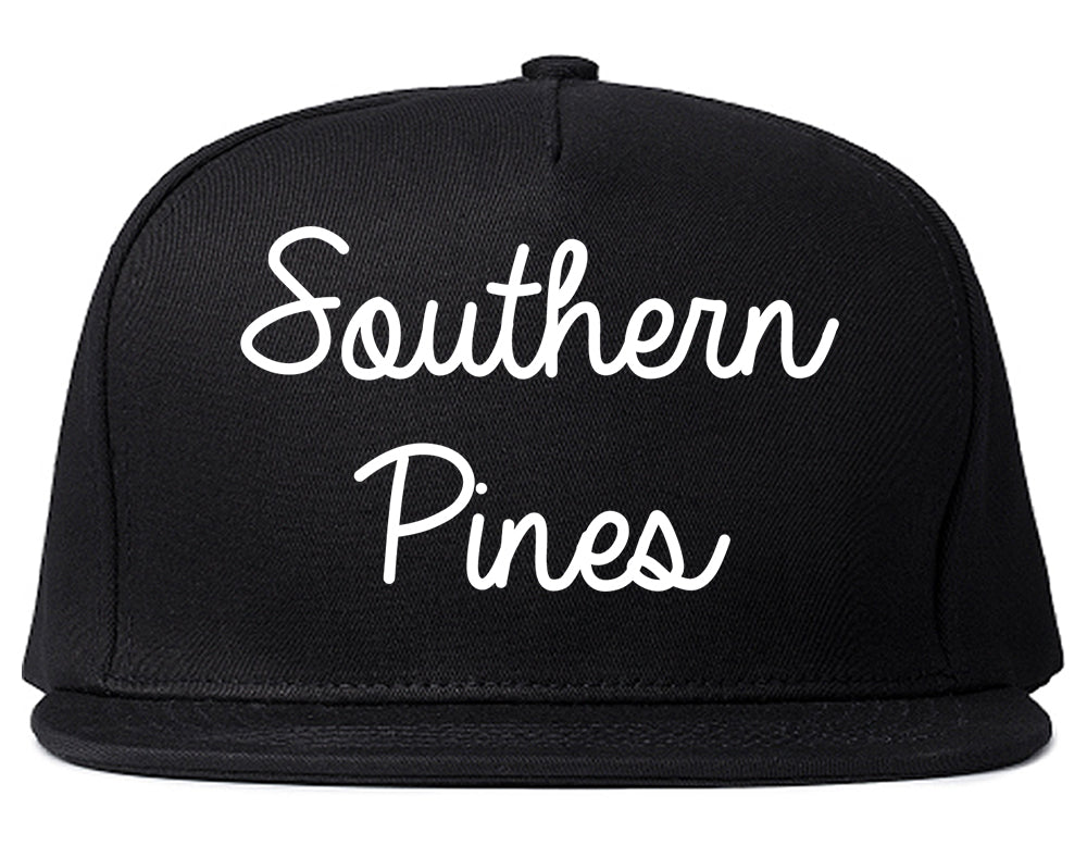 Southern Pines North Carolina NC Script Mens Snapback Hat Black