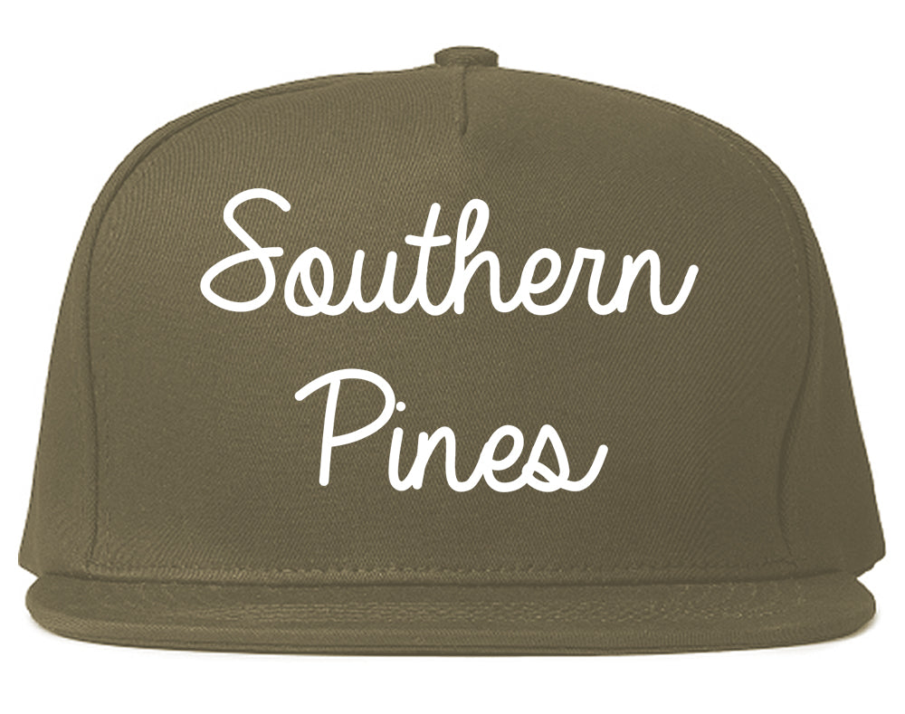 Southern Pines North Carolina NC Script Mens Snapback Hat Grey