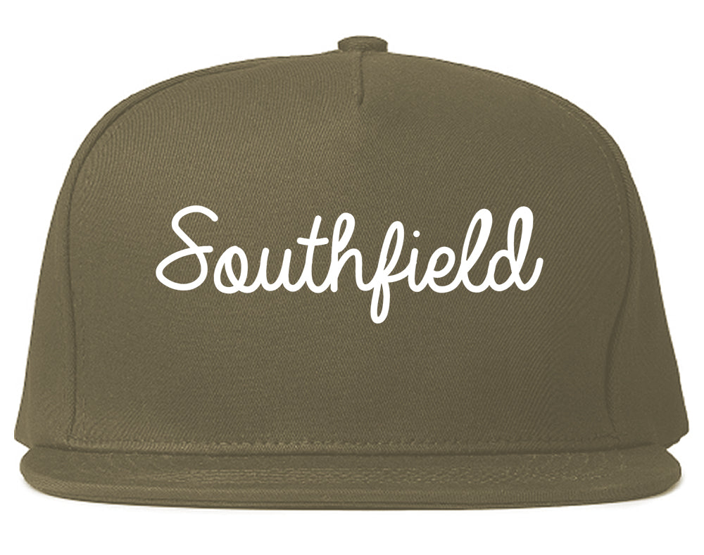 Southfield Michigan MI Script Mens Snapback Hat Grey