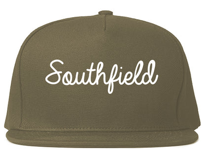 Southfield Michigan MI Script Mens Snapback Hat Grey