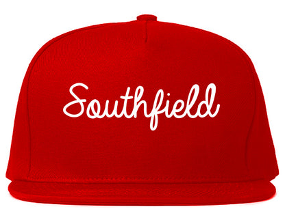 Southfield Michigan MI Script Mens Snapback Hat Red