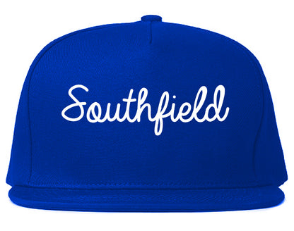 Southfield Michigan MI Script Mens Snapback Hat Royal Blue