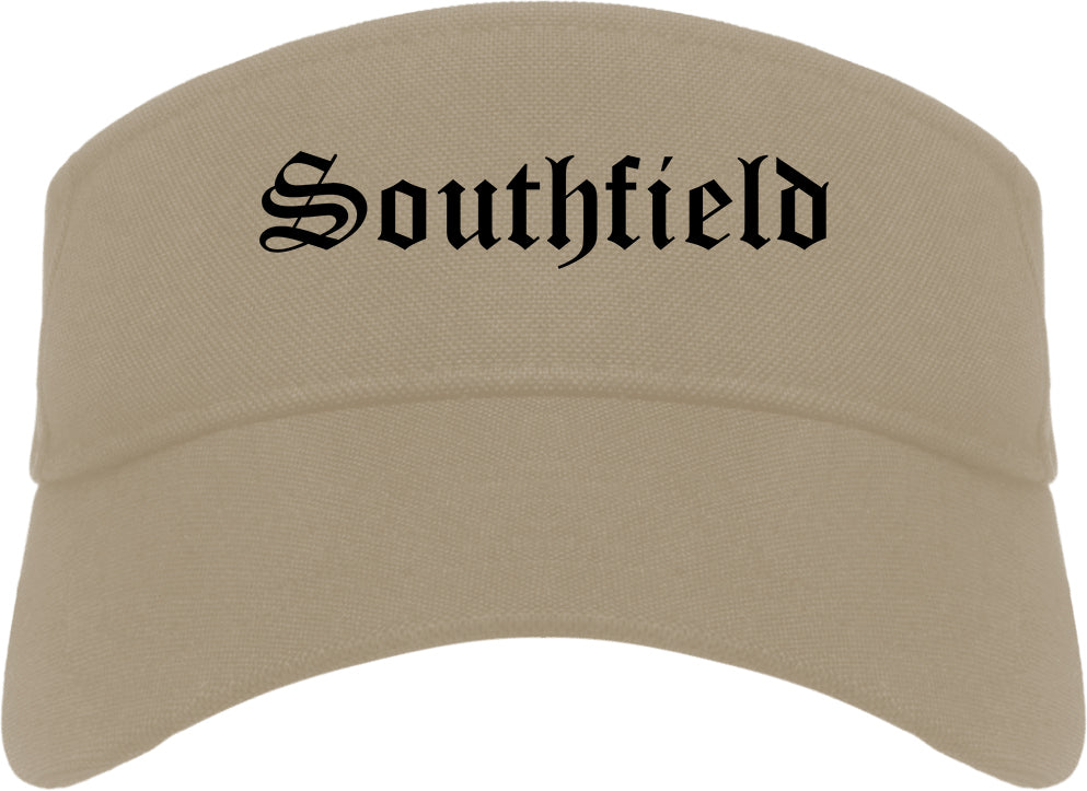Southfield Michigan MI Old English Mens Visor Cap Hat Khaki