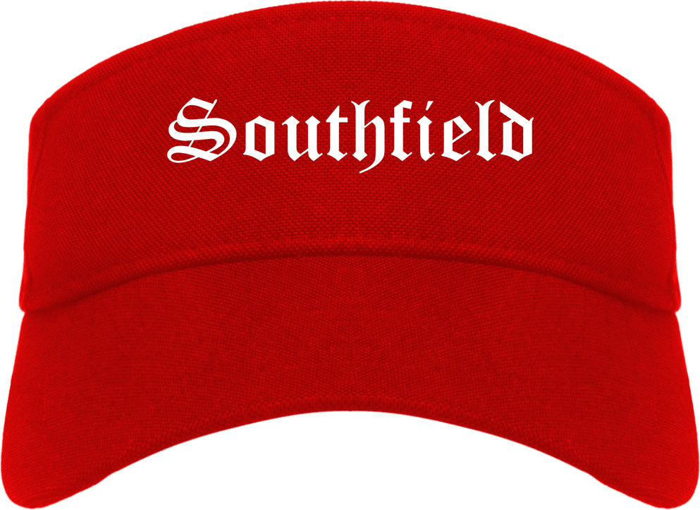 Southfield Michigan MI Old English Mens Visor Cap Hat Red