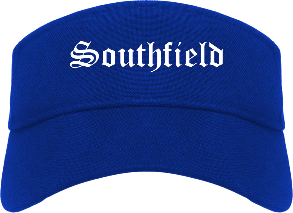 Southfield Michigan MI Old English Mens Visor Cap Hat Royal Blue