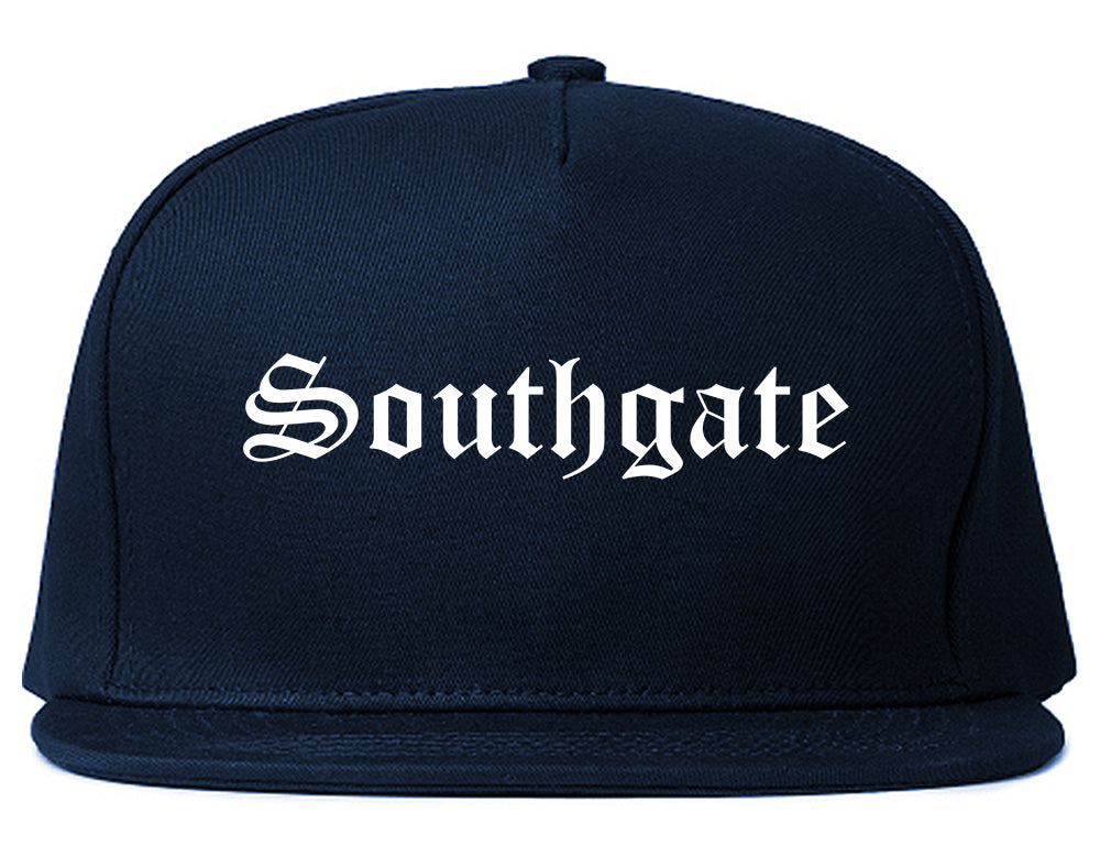 Southgate Michigan MI Old English Mens Snapback Hat Navy Blue