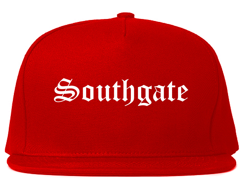 Southgate Michigan MI Old English Mens Snapback Hat Red