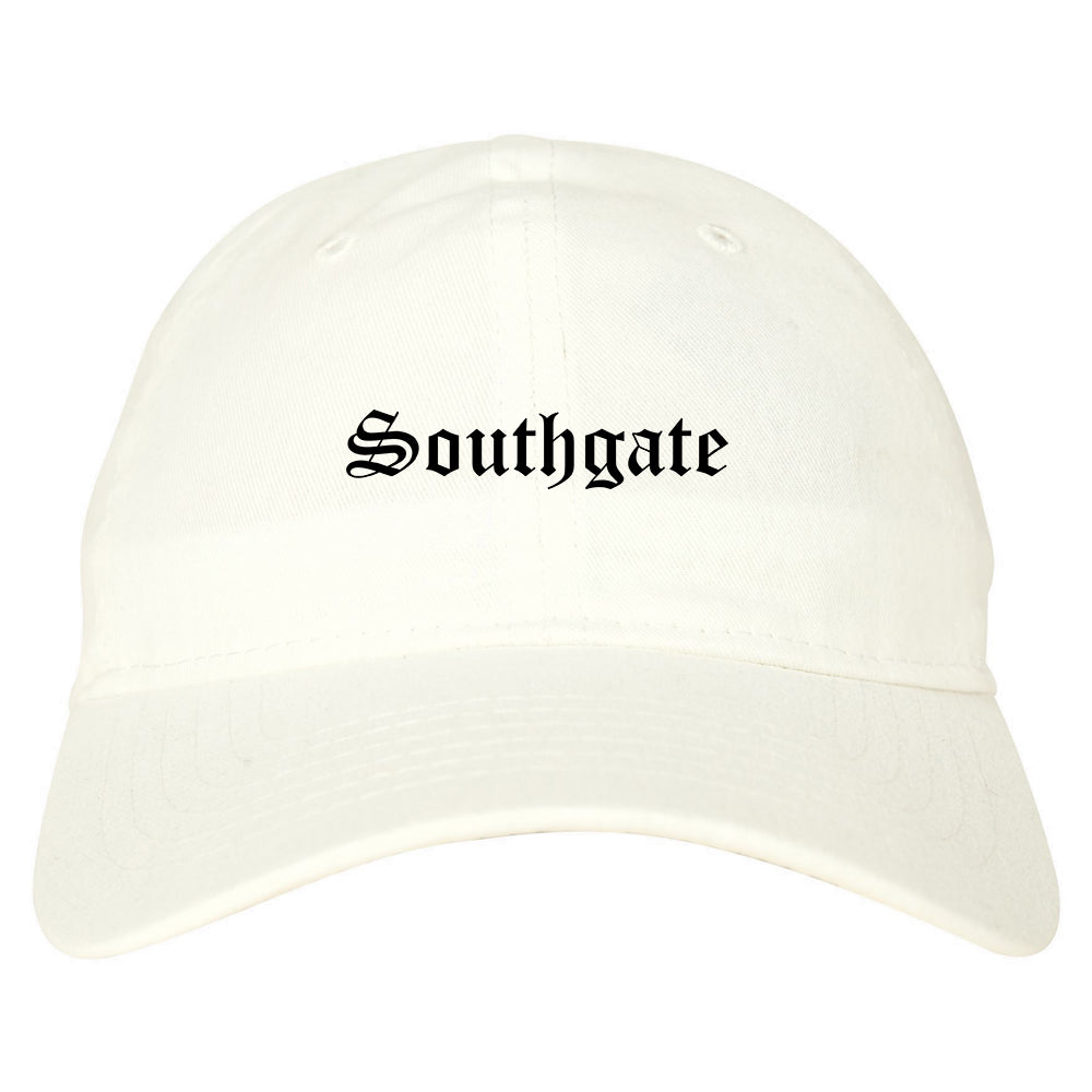 Southgate Michigan MI Old English Mens Dad Hat Baseball Cap White