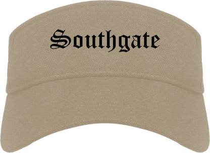 Southgate Michigan MI Old English Mens Visor Cap Hat Khaki