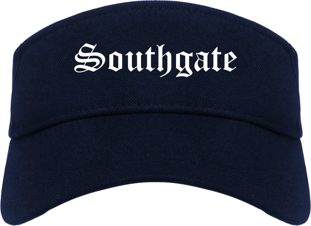 Southgate Michigan MI Old English Mens Visor Cap Hat Navy Blue