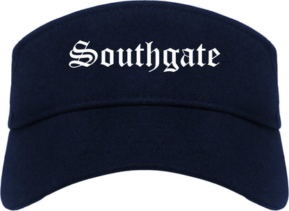 Southgate Michigan MI Old English Mens Visor Cap Hat Navy Blue