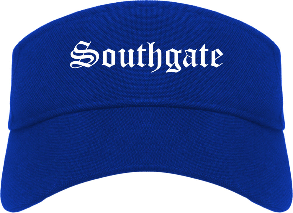 Southgate Michigan MI Old English Mens Visor Cap Hat Royal Blue