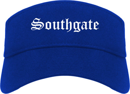Southgate Michigan MI Old English Mens Visor Cap Hat Royal Blue