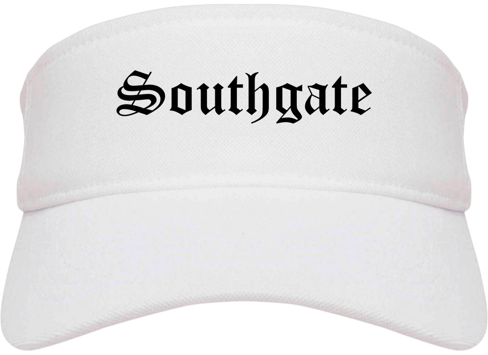 Southgate Michigan MI Old English Mens Visor Cap Hat White