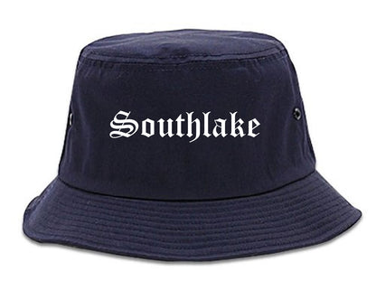 Southlake Texas TX Old English Mens Bucket Hat Navy Blue