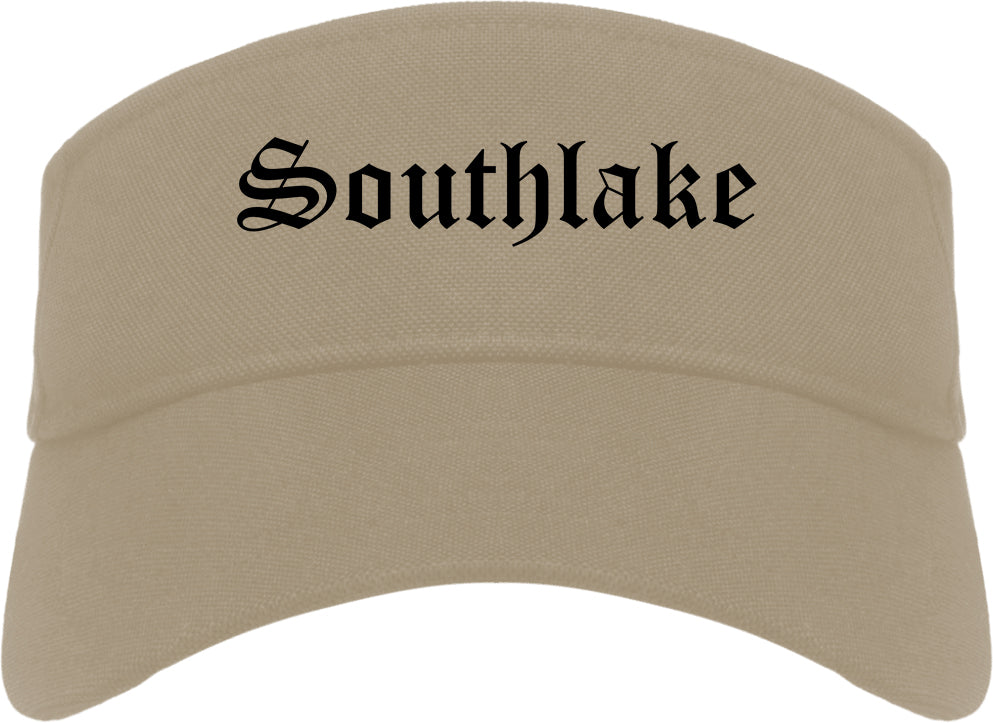 Southlake Texas TX Old English Mens Visor Cap Hat Khaki