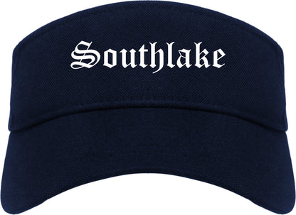 Southlake Texas TX Old English Mens Visor Cap Hat Navy Blue