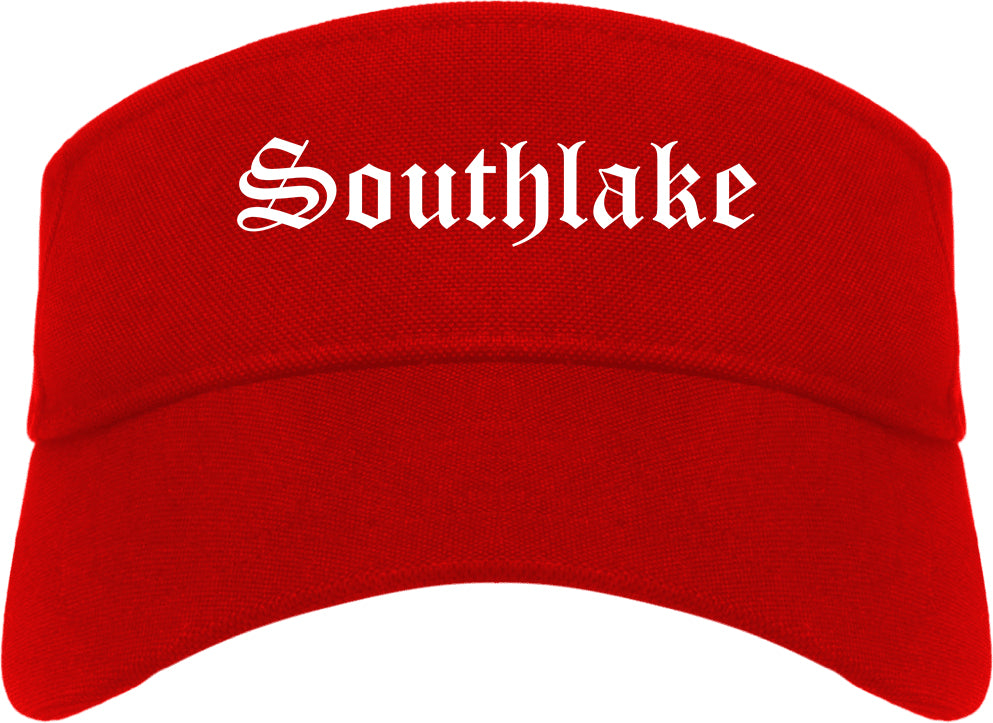 Southlake Texas TX Old English Mens Visor Cap Hat Red