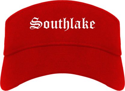 Southlake Texas TX Old English Mens Visor Cap Hat Red