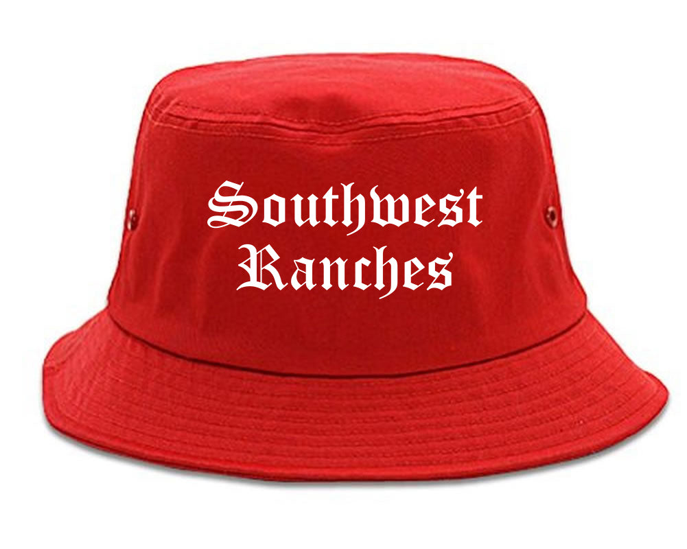 Southwest Ranches Florida FL Old English Mens Bucket Hat Red