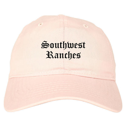 Southwest Ranches Florida FL Old English Mens Dad Hat Baseball Cap Pink