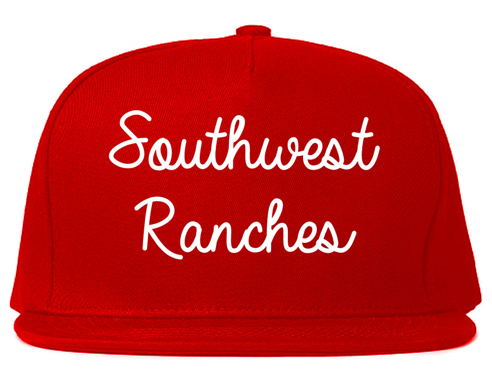 Southwest Ranches Florida FL Script Mens Snapback Hat Red