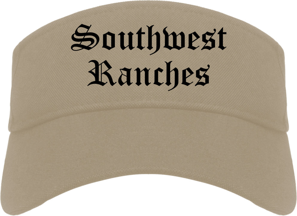Southwest Ranches Florida FL Old English Mens Visor Cap Hat Khaki