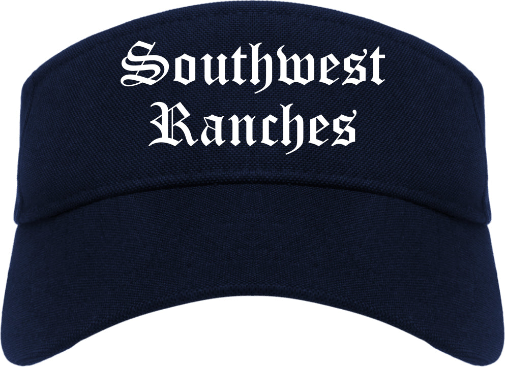 Southwest Ranches Florida FL Old English Mens Visor Cap Hat Navy Blue