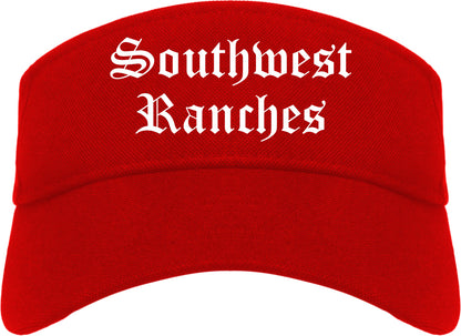 Southwest Ranches Florida FL Old English Mens Visor Cap Hat Red