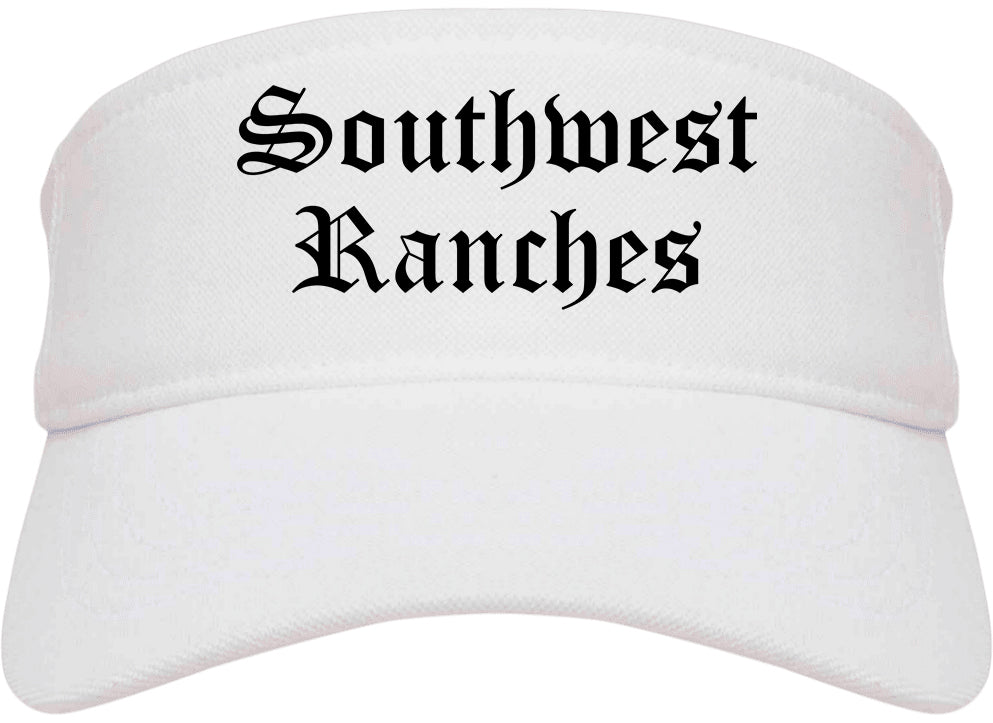 Southwest Ranches Florida FL Old English Mens Visor Cap Hat White