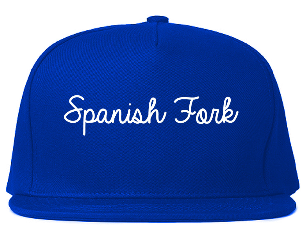 Spanish Fork Utah UT Script Mens Snapback Hat Royal Blue