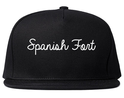Spanish Fort Alabama AL Script Mens Snapback Hat Black
