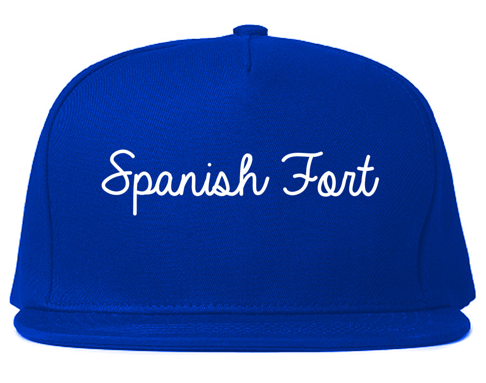 Spanish Fort Alabama AL Script Mens Snapback Hat Royal Blue