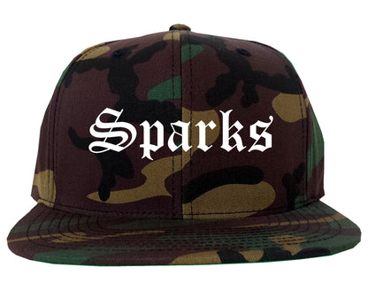Sparks Nevada NV Old English Mens Snapback Hat Army Camo