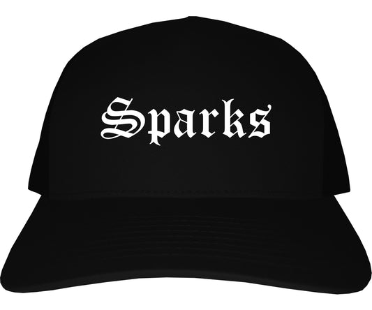 Sparks Nevada NV Old English Mens Trucker Hat Cap Black