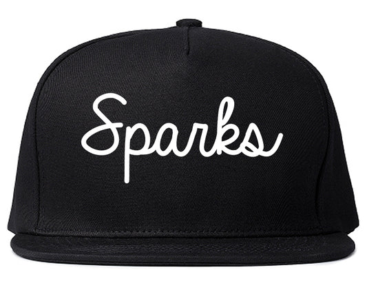 Sparks Nevada NV Script Mens Snapback Hat Black