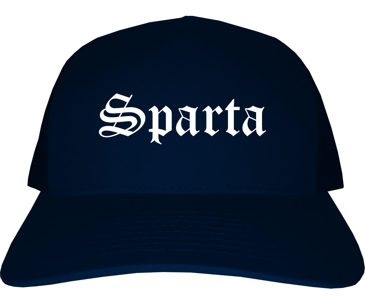 Sparta Illinois IL Old English Mens Trucker Hat Cap Navy Blue